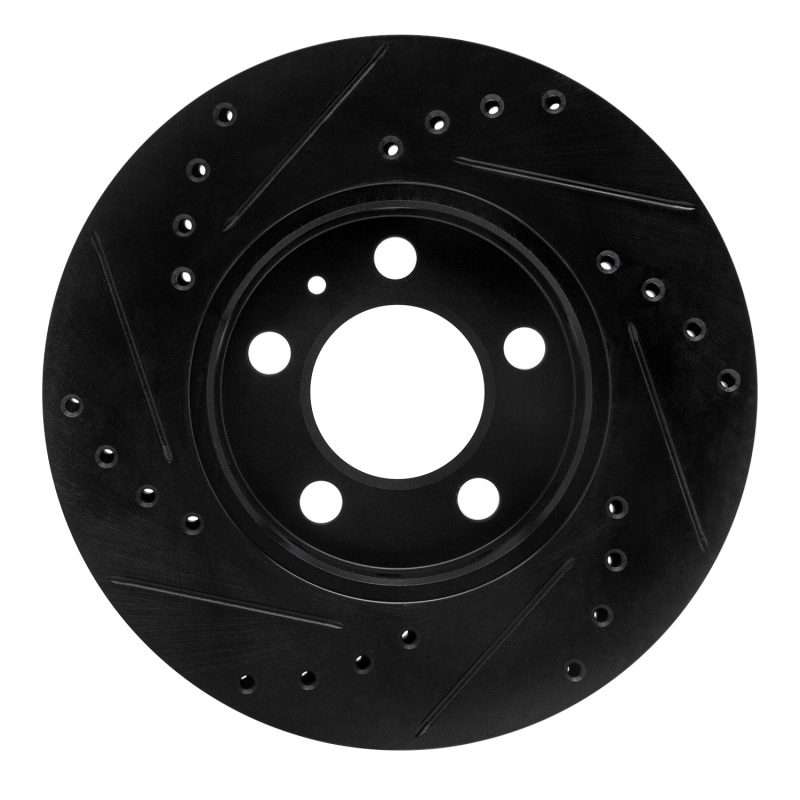Volkswagen VENTO Brake Rotor (1) - Front Right - R1 Concepts - Drilled & Slotted - Black - `03-`18